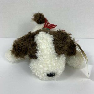 Charter Club Soft Laying Black & White Christmas Dog Plush w/ Scarf Ear Warmers
